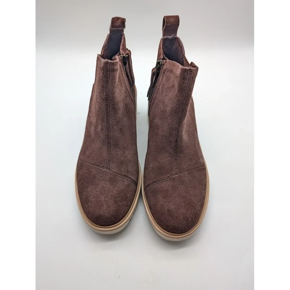 TOMS Maude Ankle Boots Women's 7.5 Brown Platform Wedge Booties 10020218 NEW